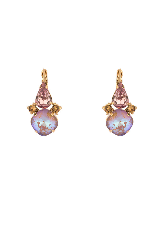 Naomie Baroque Crystal Earrings in Pink