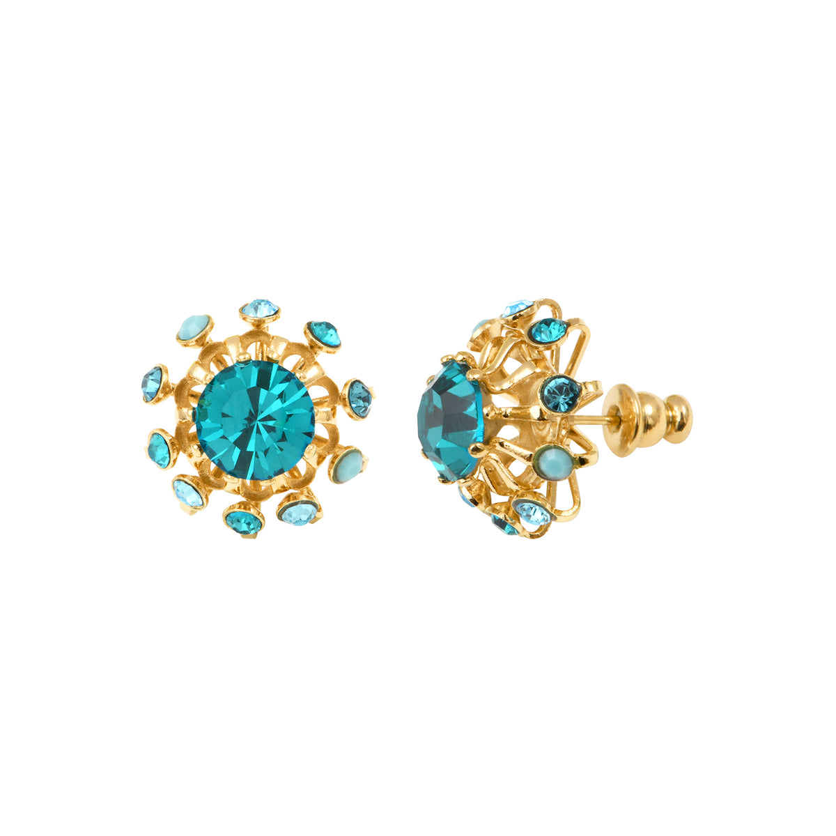Naomie Chic Earrings With Crystal In Turquoise