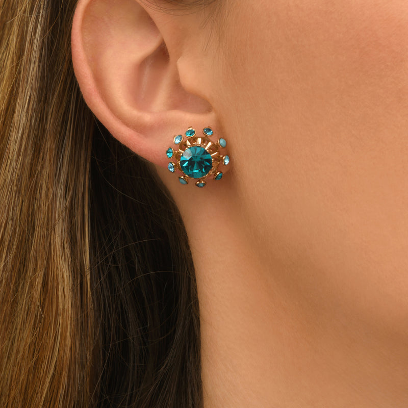 Naomie Chic Earrings With Crystal In Turquoise