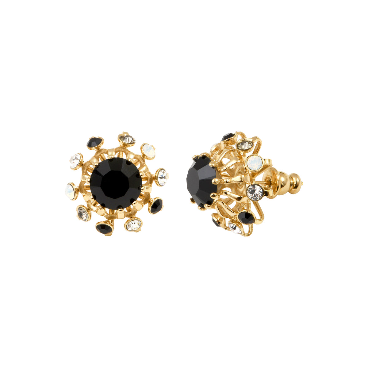 Naomie Rhinestone Earrings In Black & White