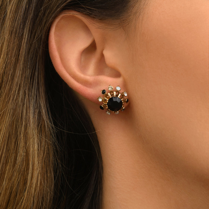 Naomie Rhinestone Earrings In Black & White