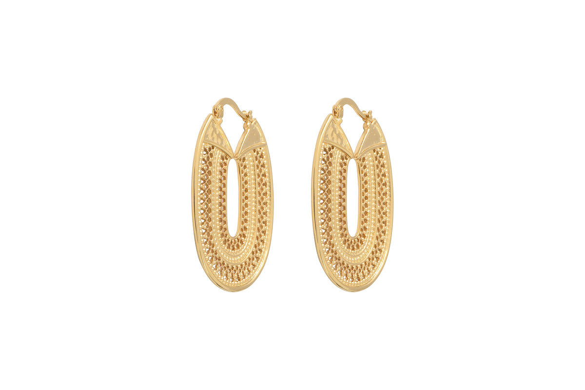 Noor Beautiful Metal Hoop Earrings in Gold-Plated