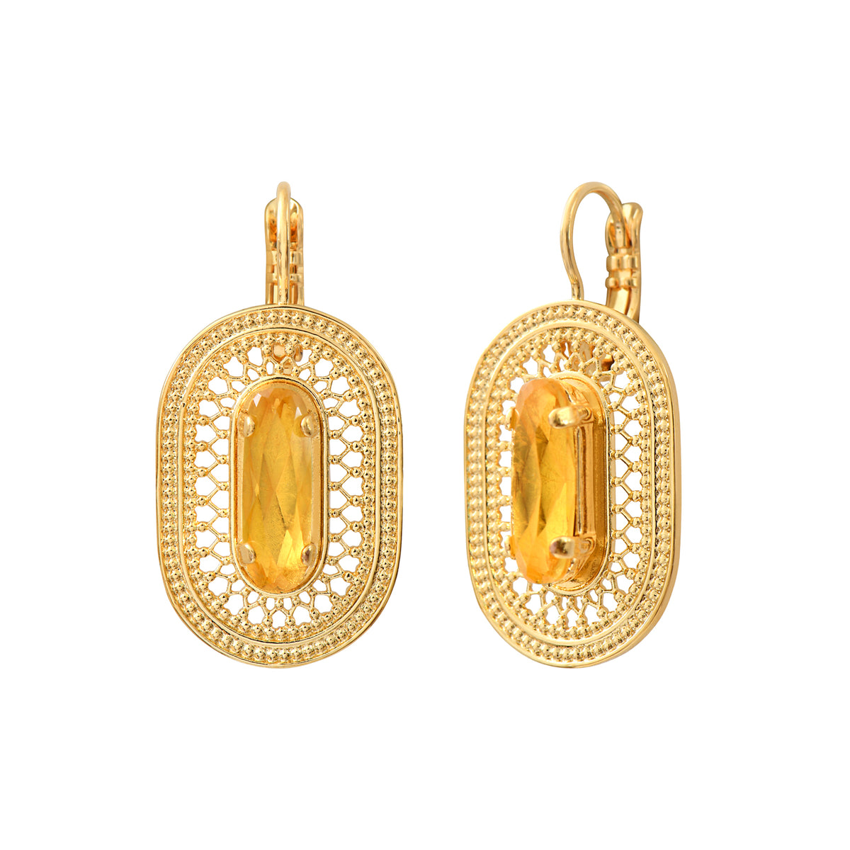 Noor Crystal Hoop Earrings in Yellow