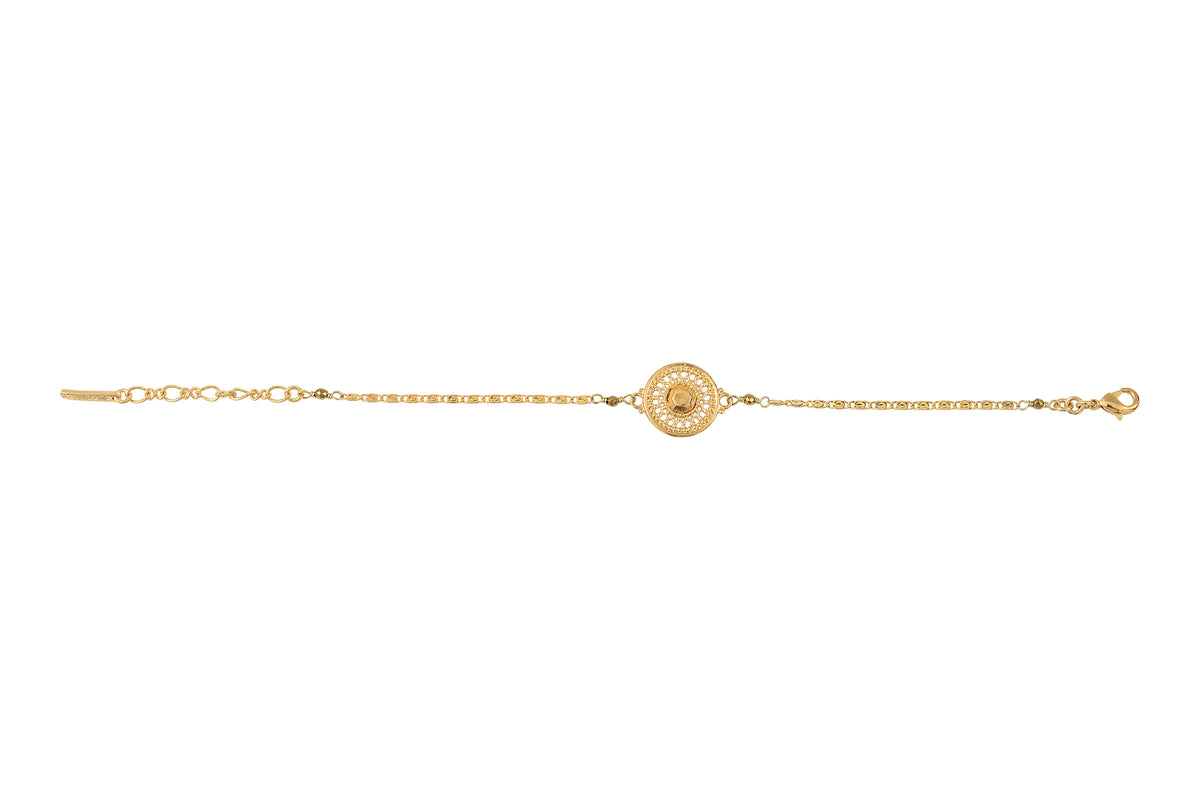 Noor Slim Faceted Cabochon & Golden Haematite Adjustable bracelet in Gold
