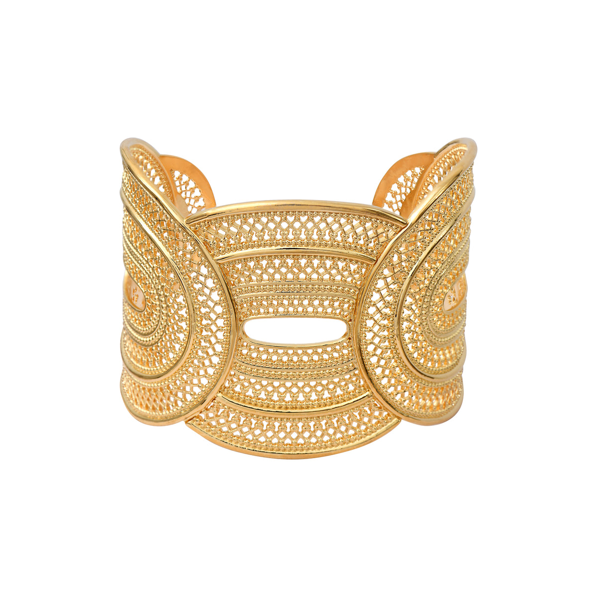 Noor Wide Filigree Cuff Bracelet in Gold