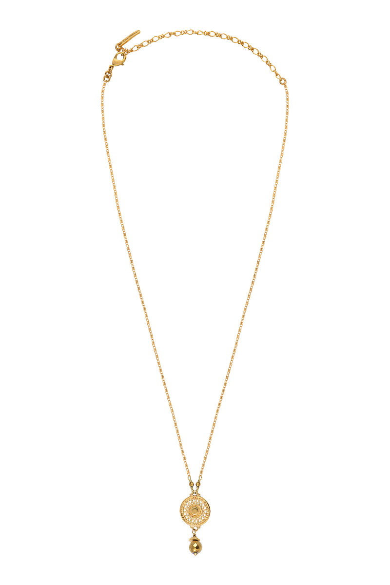 Noor Chic Metal Haematite Adjustable Pendant Necklace in Gold