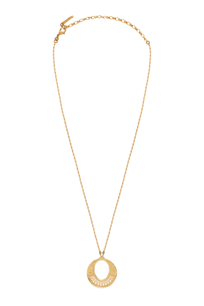 Noor Arty Metal Haematite Adjustable Pendant Necklace in Gold