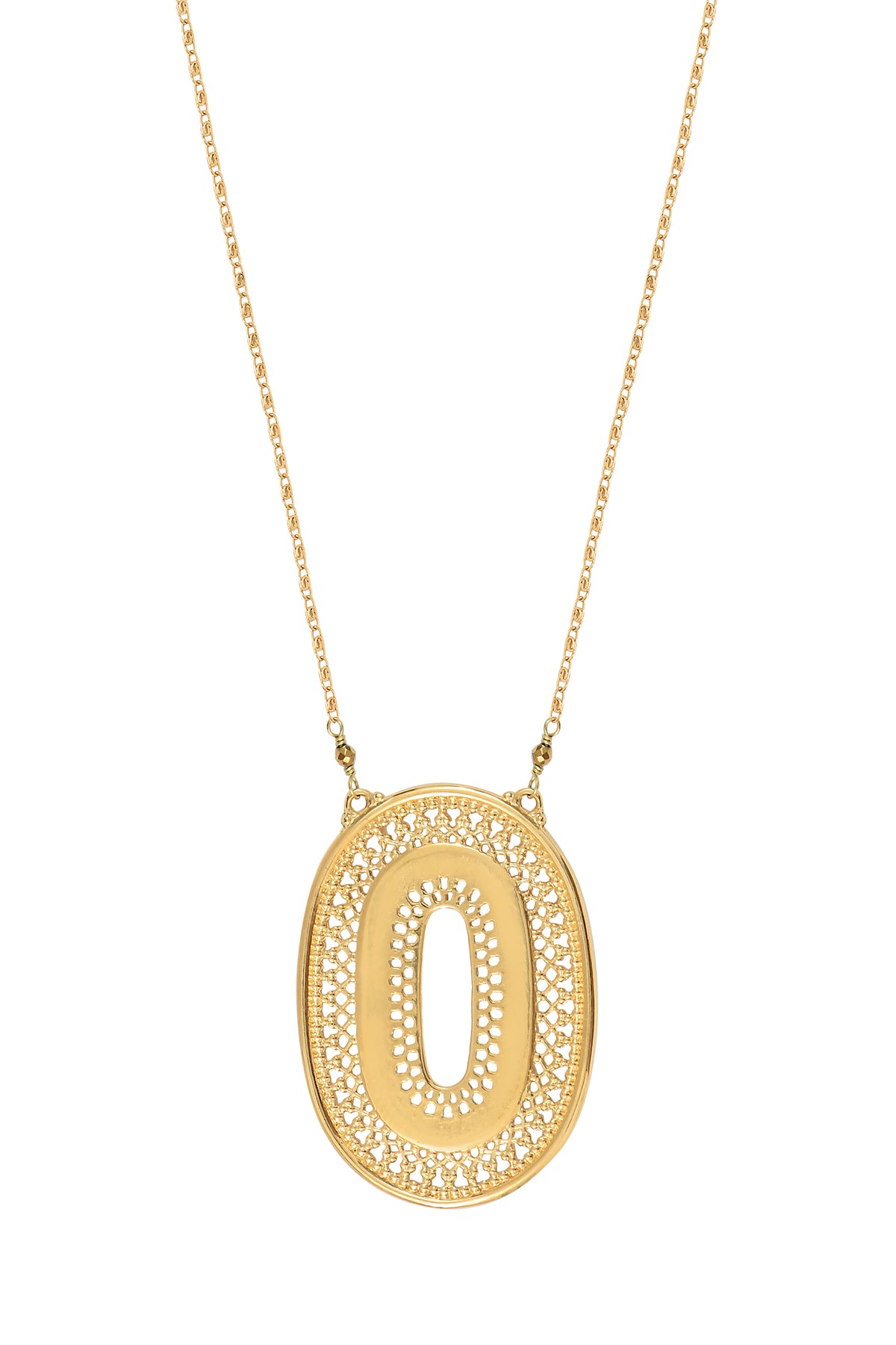 Noor Modern Metal Haematite Adjustable Pendant Necklace in Gold