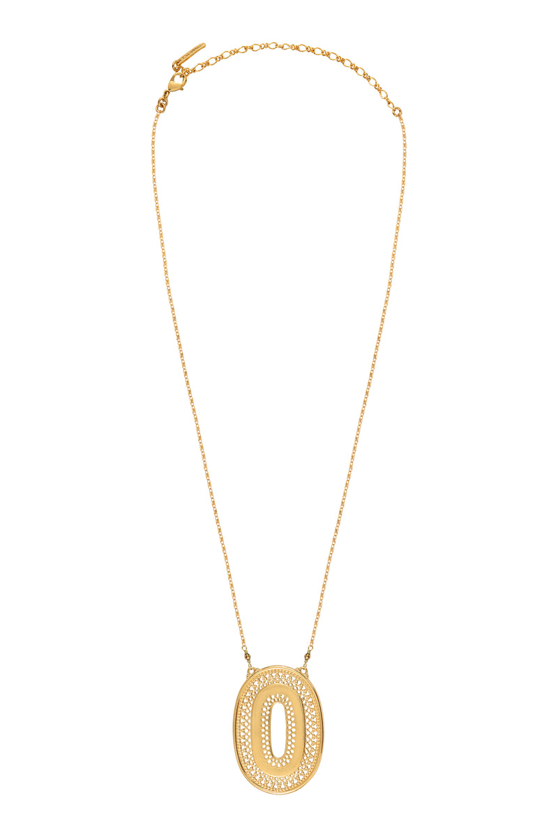 Noor Modern Metal Haematite Adjustable Pendant Necklace in Gold