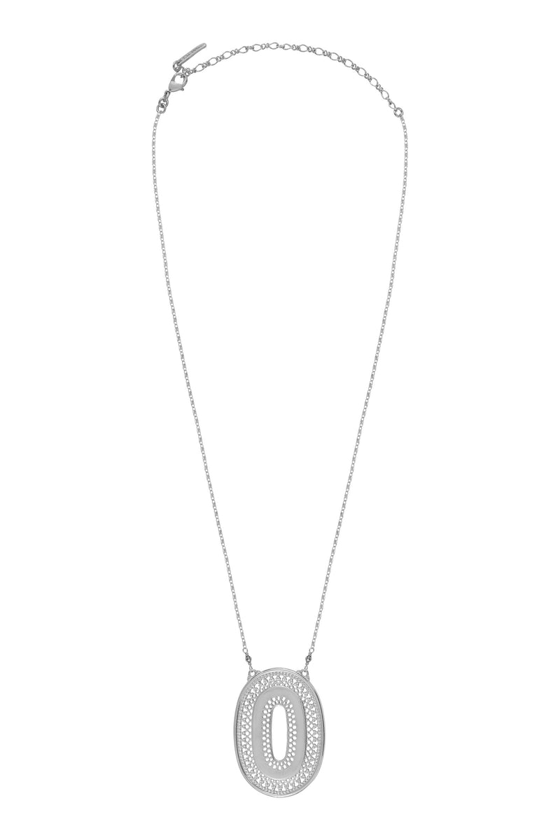Noor Modern Metal Haematite Adjustable Pendant Necklace in Silver