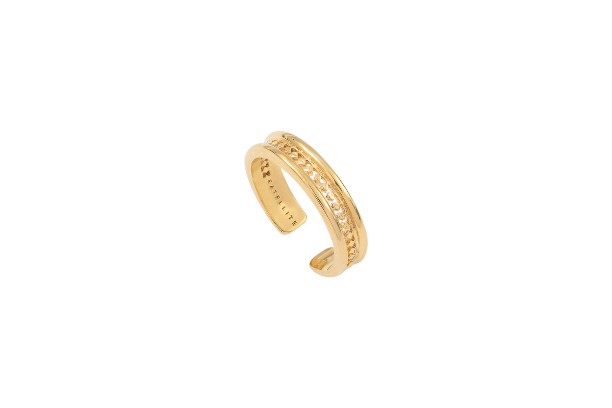 Noor Timeless Fine Metal Slim Adjustable Ring in Gold