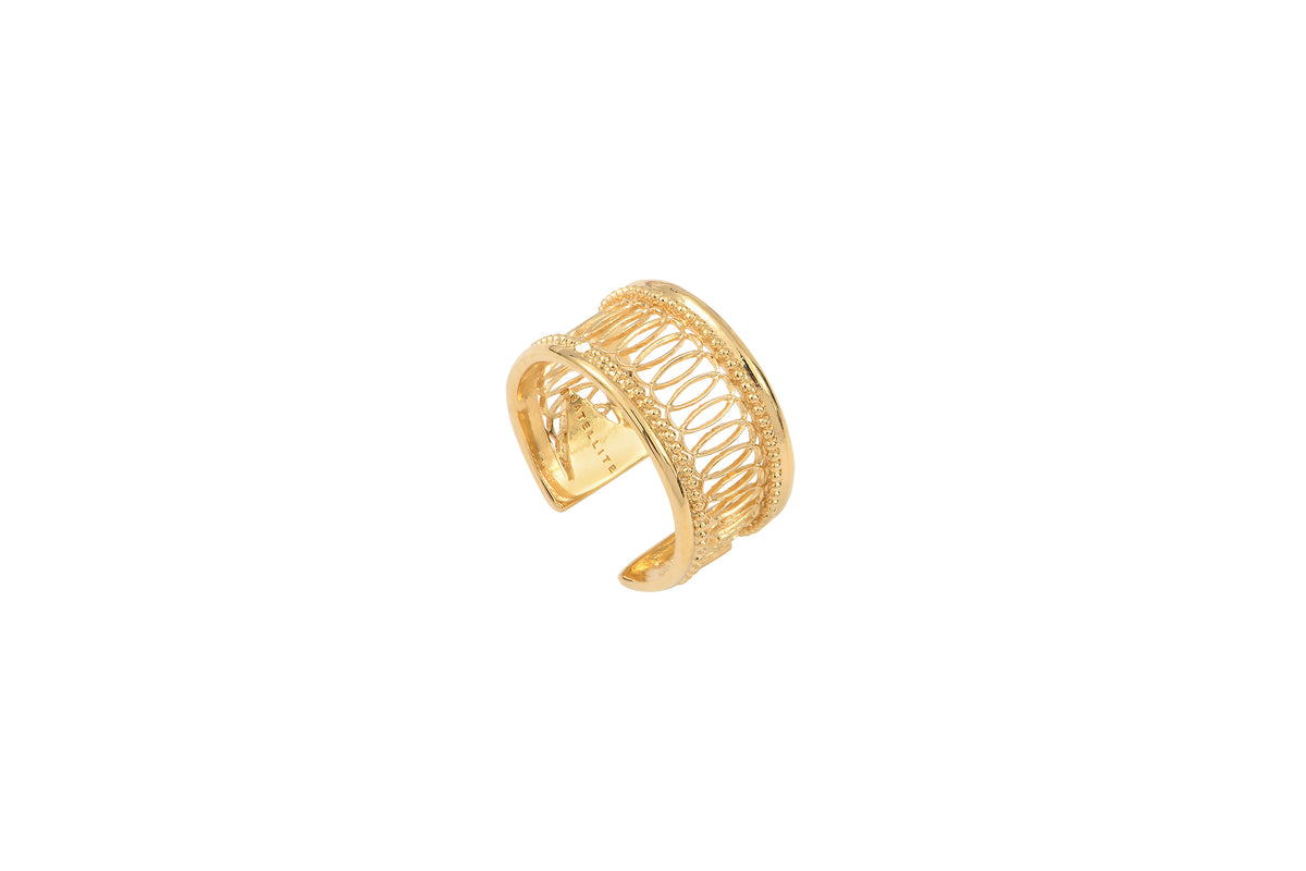 Noor On-trend Metal Adjustable Ring in Gold