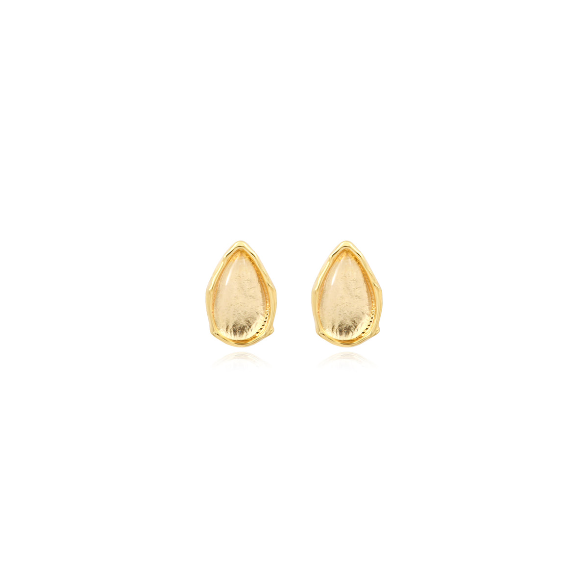 Océane Stud Earrings In Gold-Tone Metal With Drop Cabochon – White