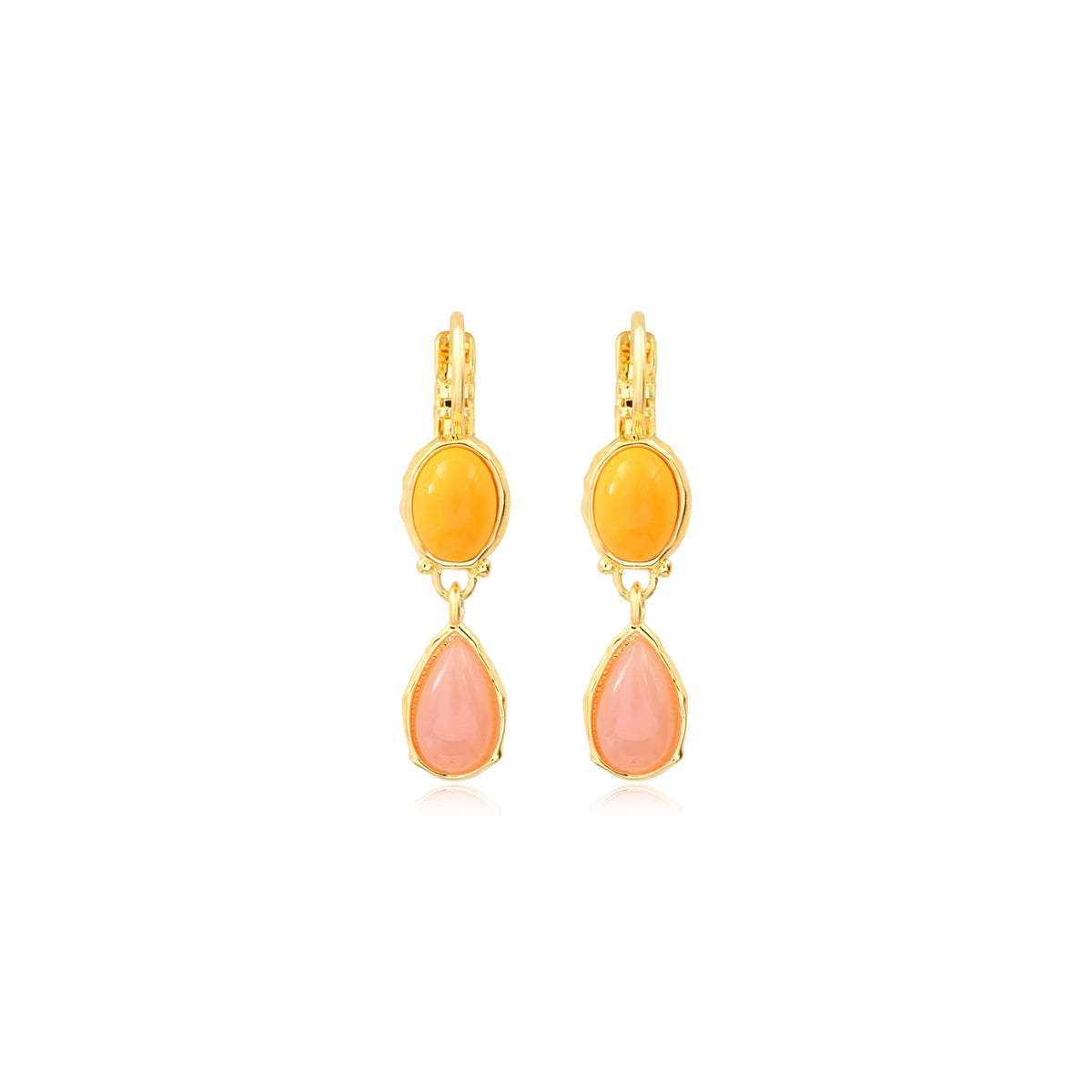 Océane Dangling Sleeper Earrings In Gold-Tone Metal – Multi