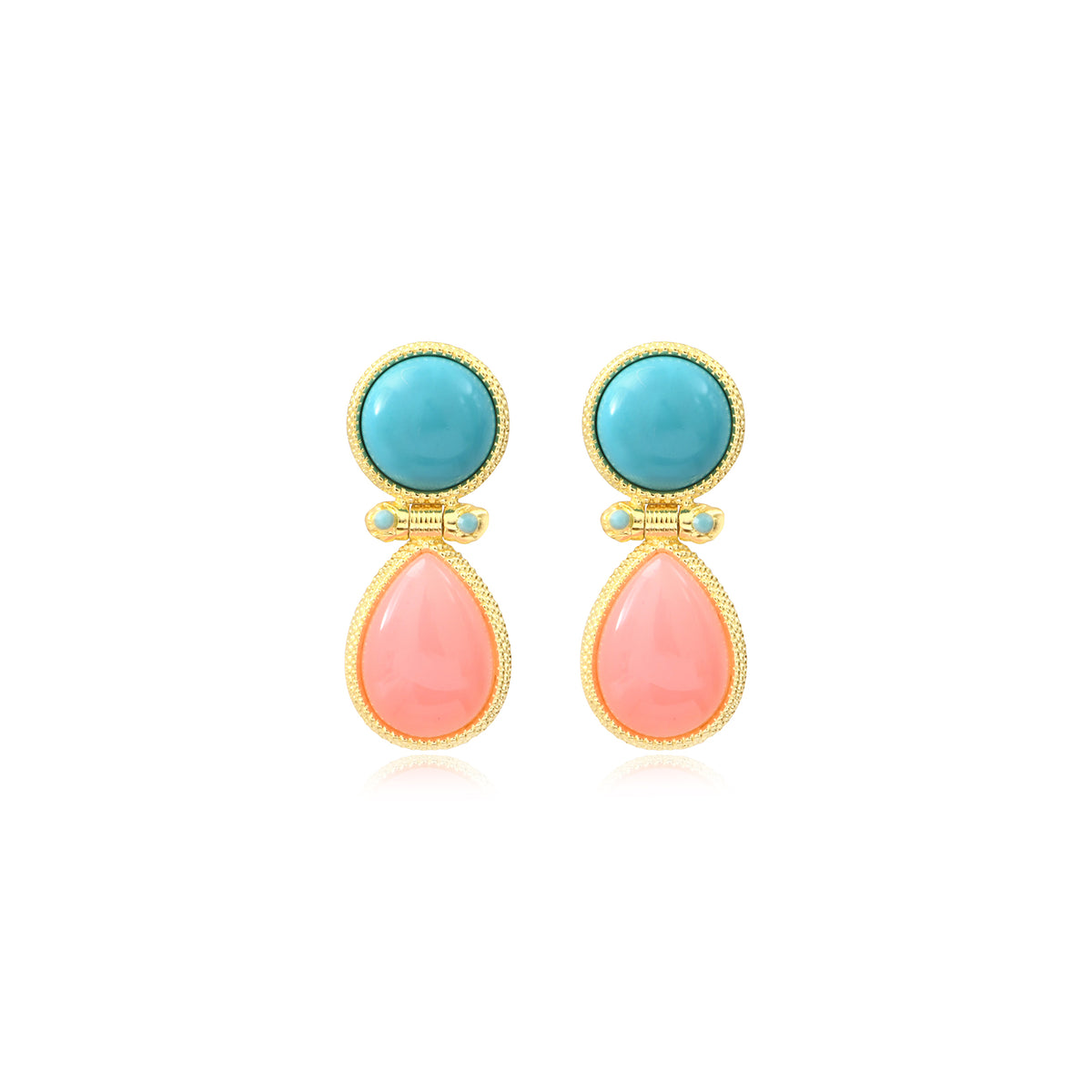 Océane Stud Earrings In Gold-Tone Metal With Composite Turquoise – Multi