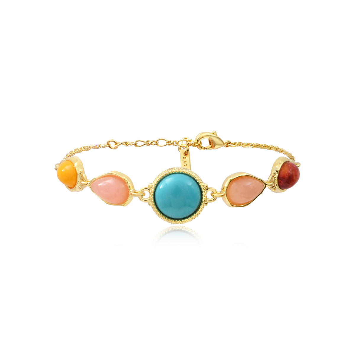 Océane Bracelet In Gold-Tone Metal With Colored Cabochons – Multicolored