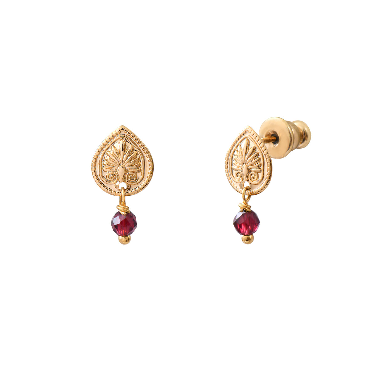 Mindoro Gemstone Mini Stud Earrings in Red