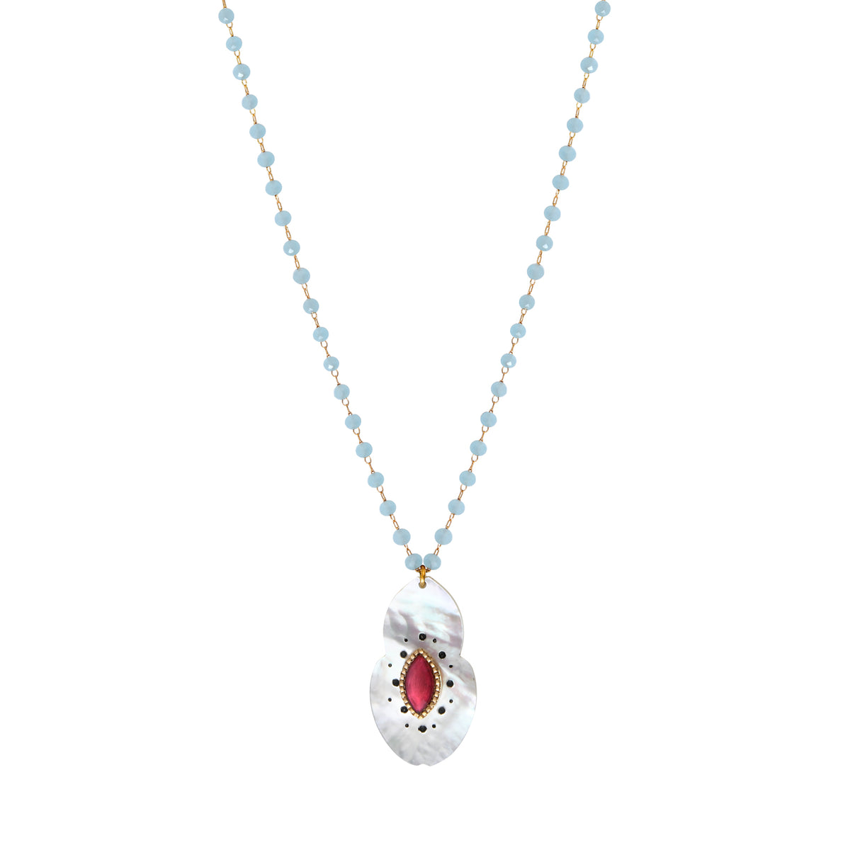 Mindoro Mother-Of-Pearl Pendant Gemstone Necklace in White