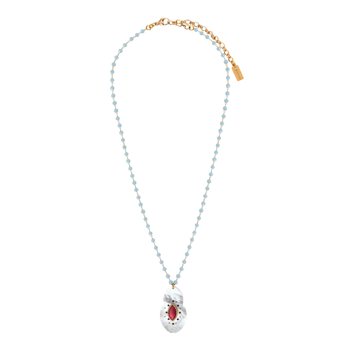 Mindoro Mother-Of-Pearl Pendant Gemstone Necklace in White