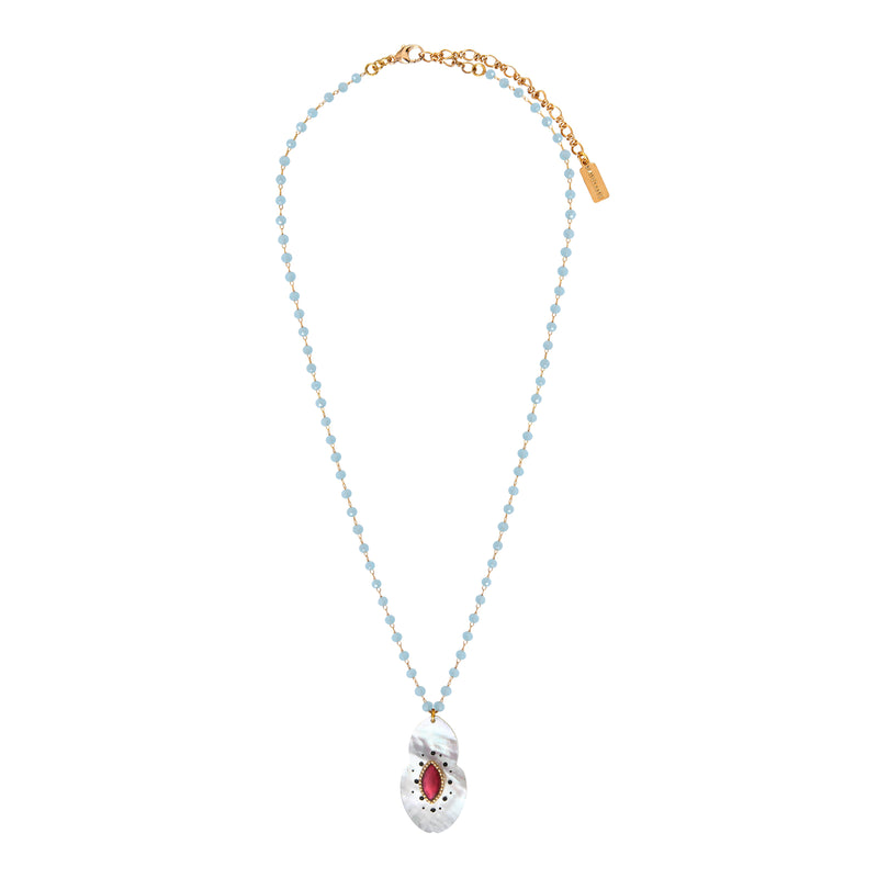 Mindoro Mother-Of-Pearl Pendant Gemstone Necklace in White