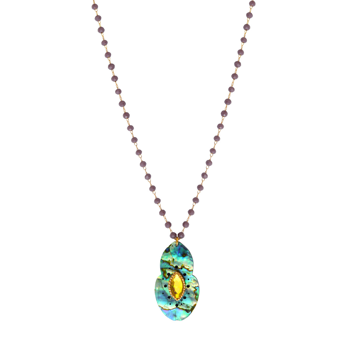 Mindoro Paua Mother-Of-Pearl Gemstone Pendant Necklace in Iridescent Blue