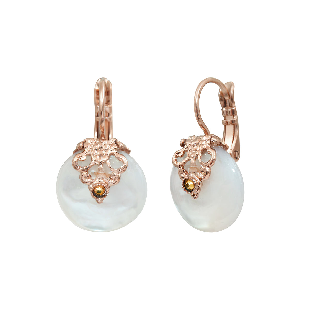 Positano Mother-of-pearl Haematite pierced Earrings in White