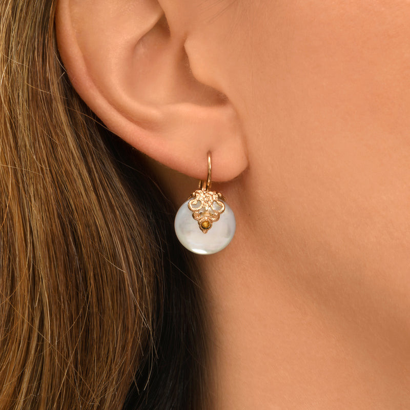 Positano Mother-of-pearl Haematite pierced Earrings in White
