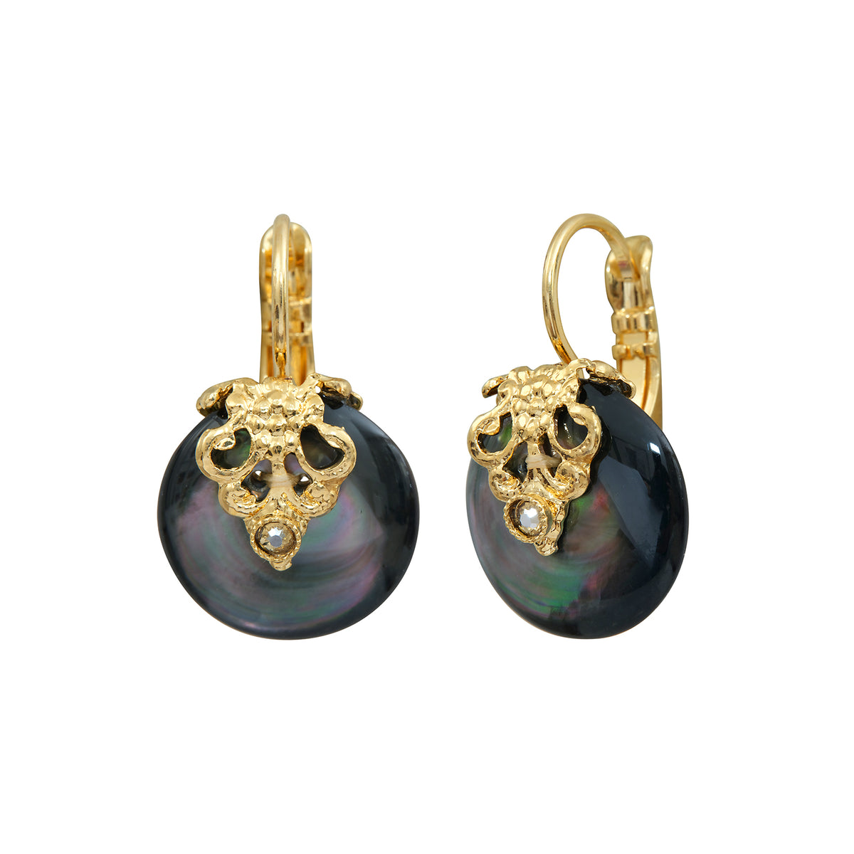 Positano Mother-of-pearl Crystal pierced Earrings in Grey
