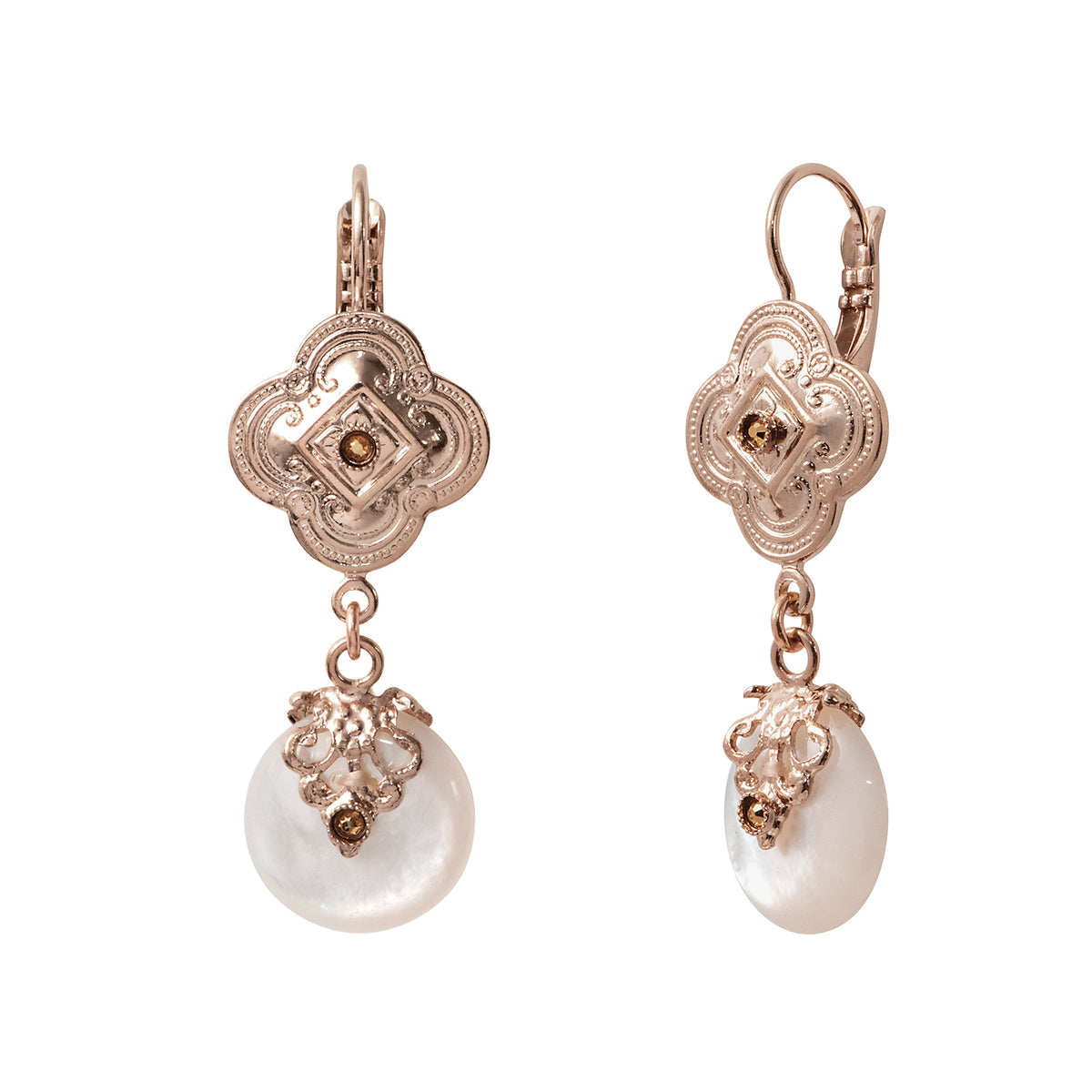 Positano Mother-of-pearl & Crystal pierced Earrings in White
