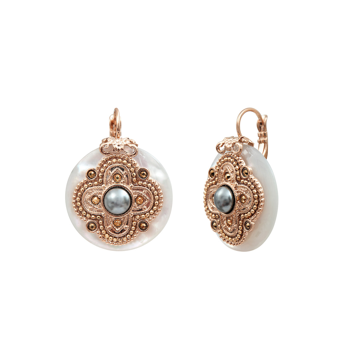 Positano Mother-of-pearl Cabochon pierced Earrings in White