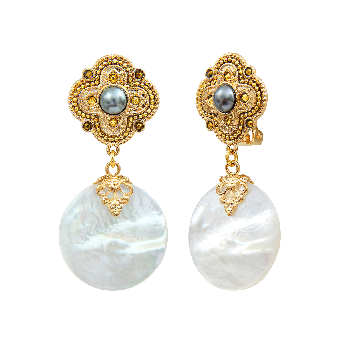 Positano Mother-of-pearl Clip-on Earrings in White