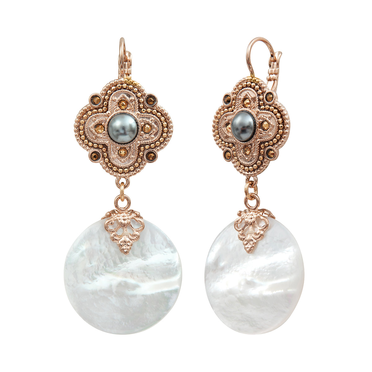 Positano Mother-of-pearl Dangly pierced Earrings in White