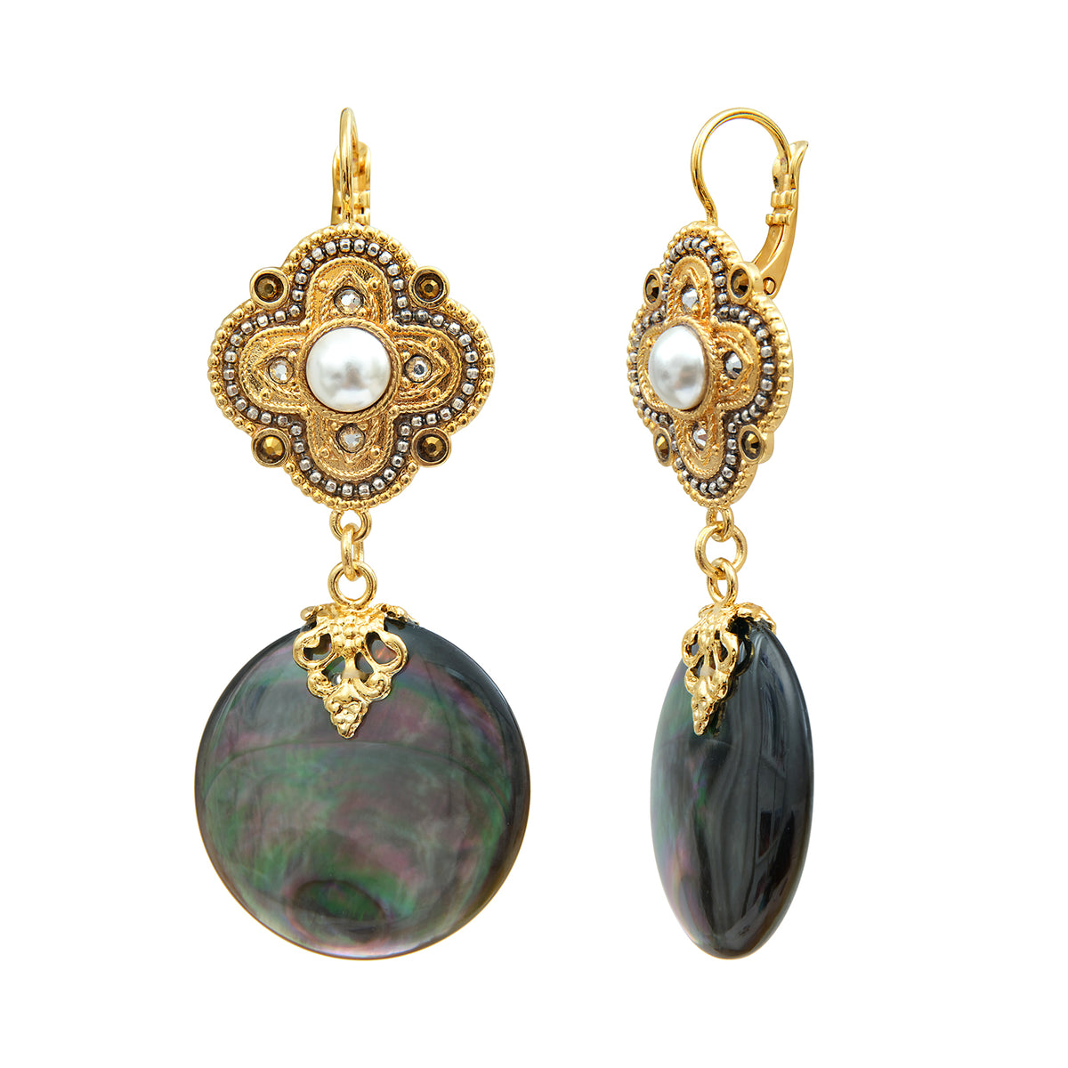 Positano Mother-of-pearl Dangly pierced Earrings in Grey