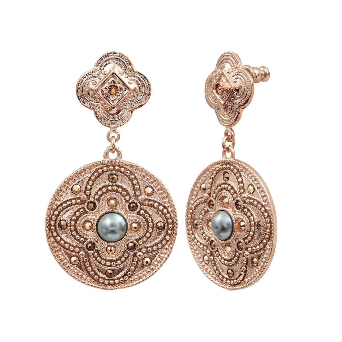 Positano Mother-of-pearl Cabochon pierced Earrings in Grey