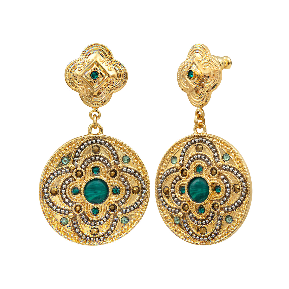 Positano Malachite-effect Stone pierced Earrings in Green