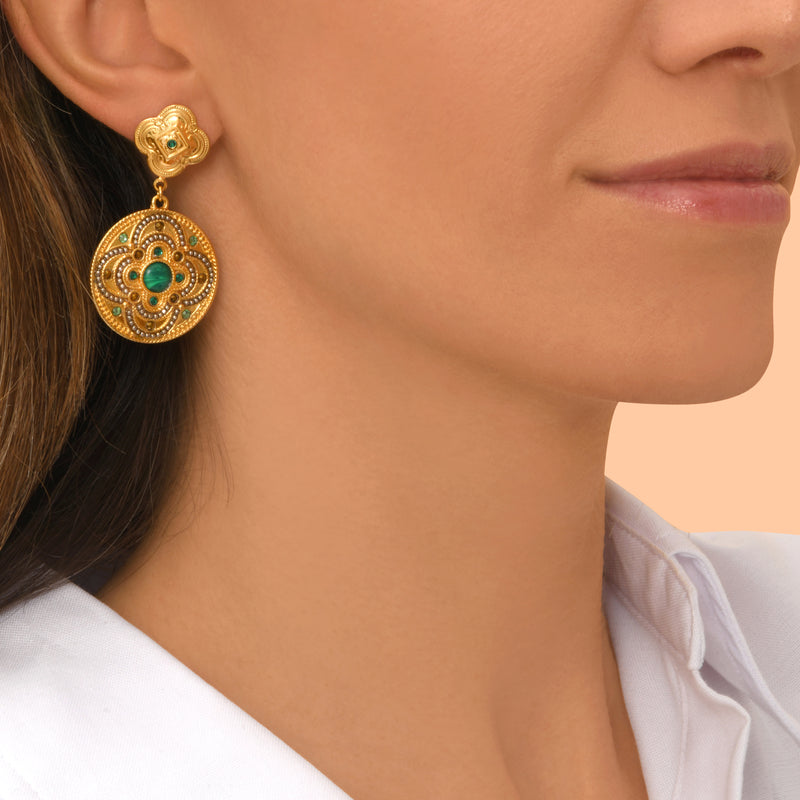 Positano Malachite-effect Stone pierced Earrings in Green