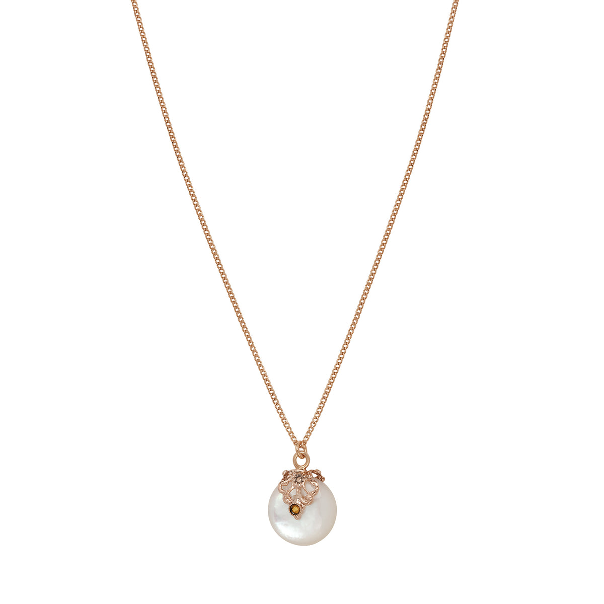 Positano Mother-of-pearl & Delicate Crystal Adjustable Pendant Necklace in White