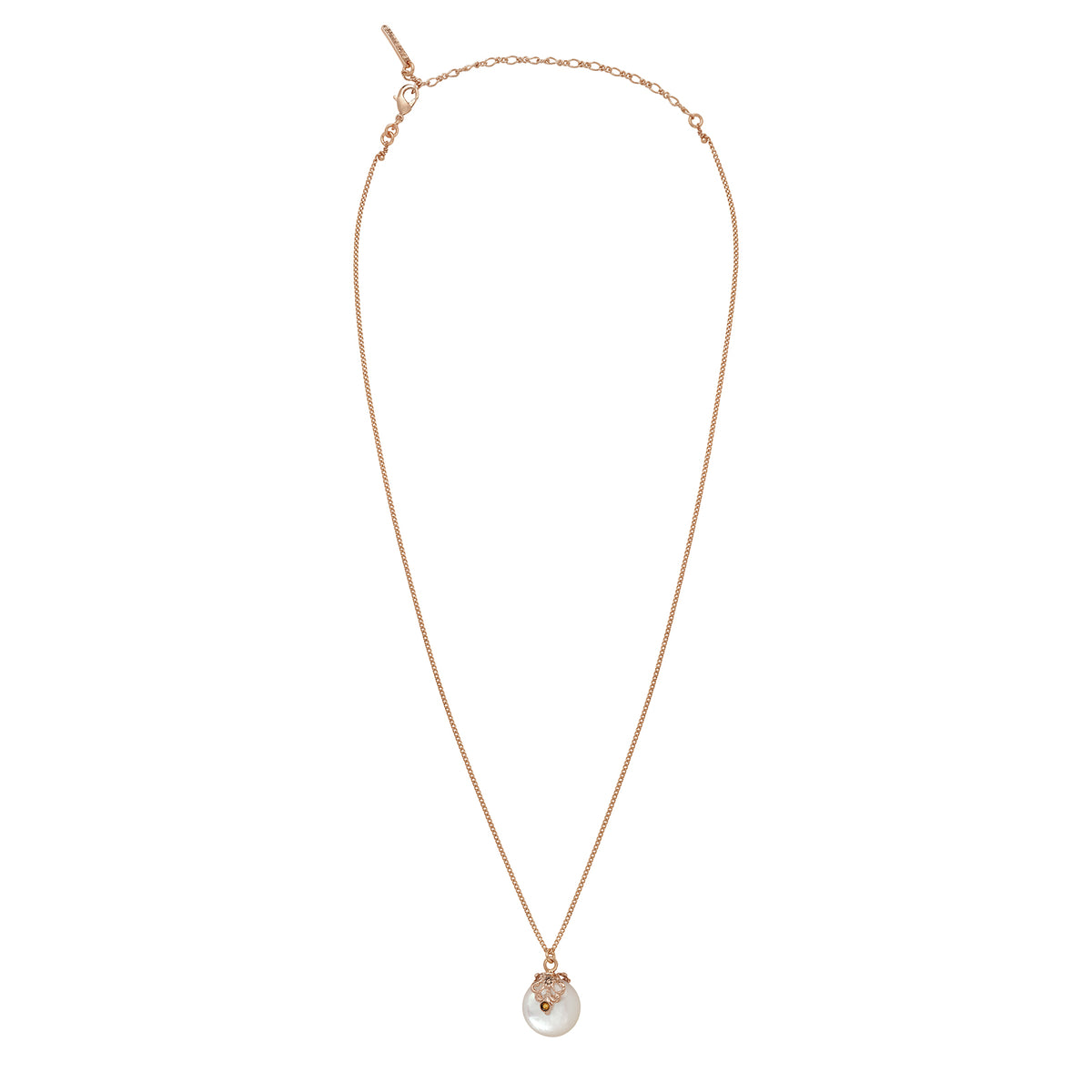 Positano Mother-of-pearl & Delicate Crystal Adjustable Pendant Necklace in White