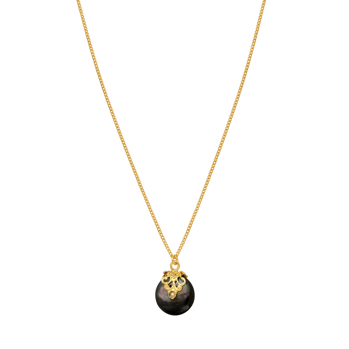 Positano Mother-of-pearl & Fine Crystal Adjustable Pendant Necklace in Grey
