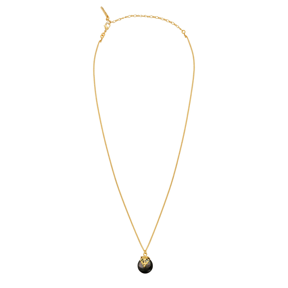 Positano Mother-of-pearl & Fine Crystal Adjustable Pendant Necklace in Grey