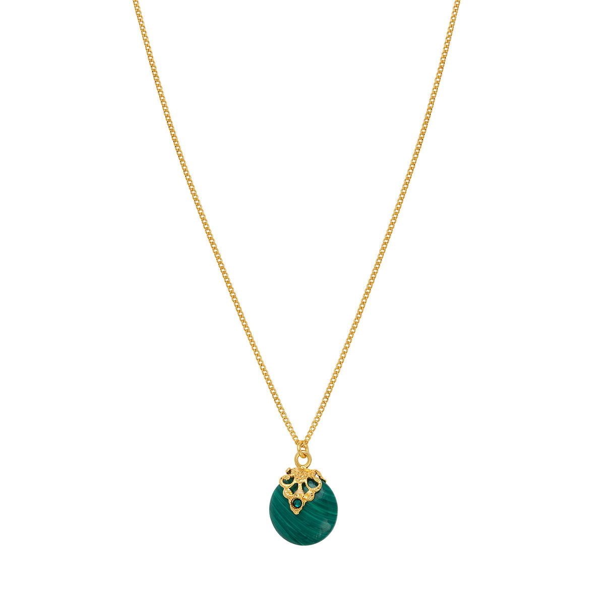 Positano Malachite-effect Stone & Delicate Crystal Adjustable Pendant Necklace in Green