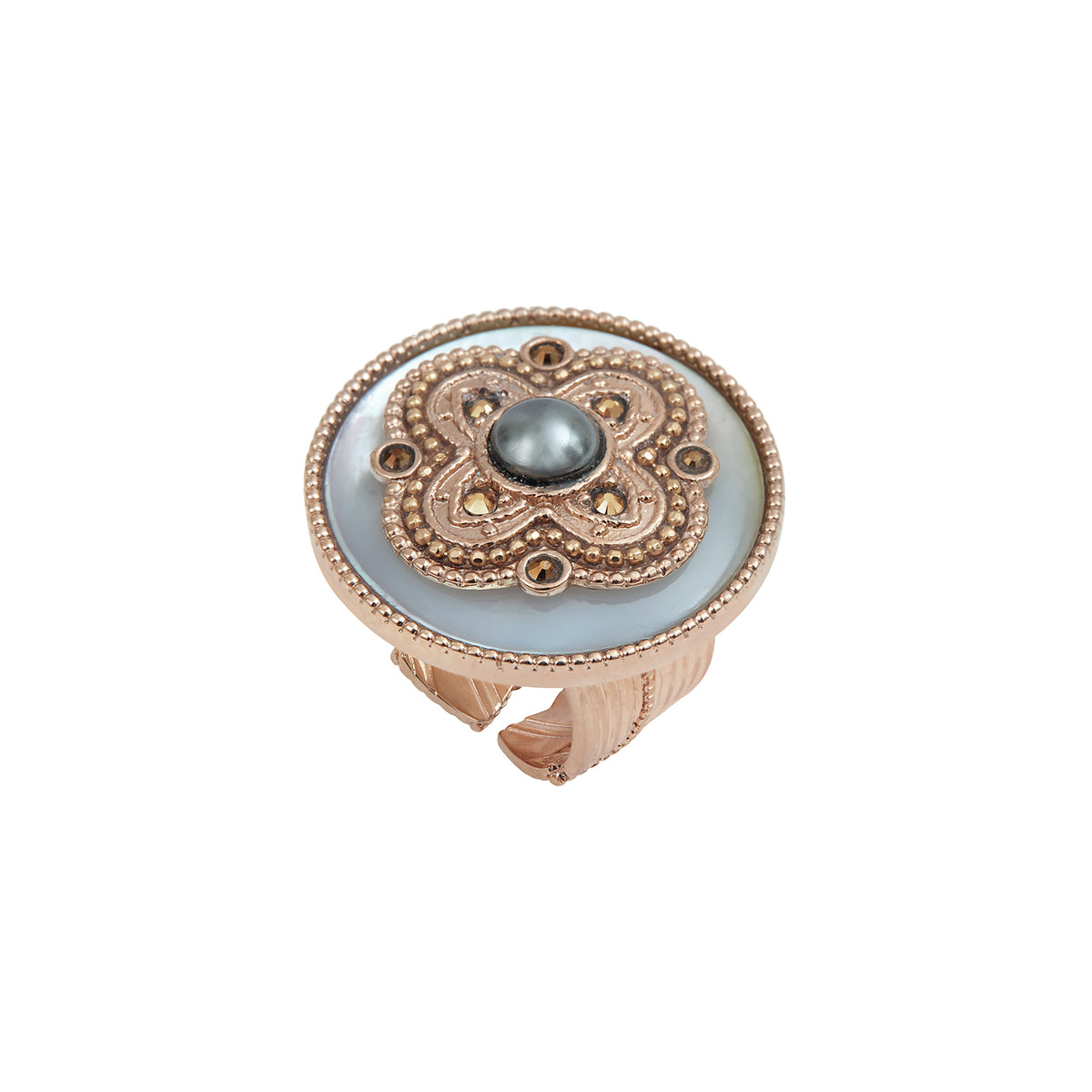 Positano Mother-of-pearl Wide Adjustable Ring in White size M