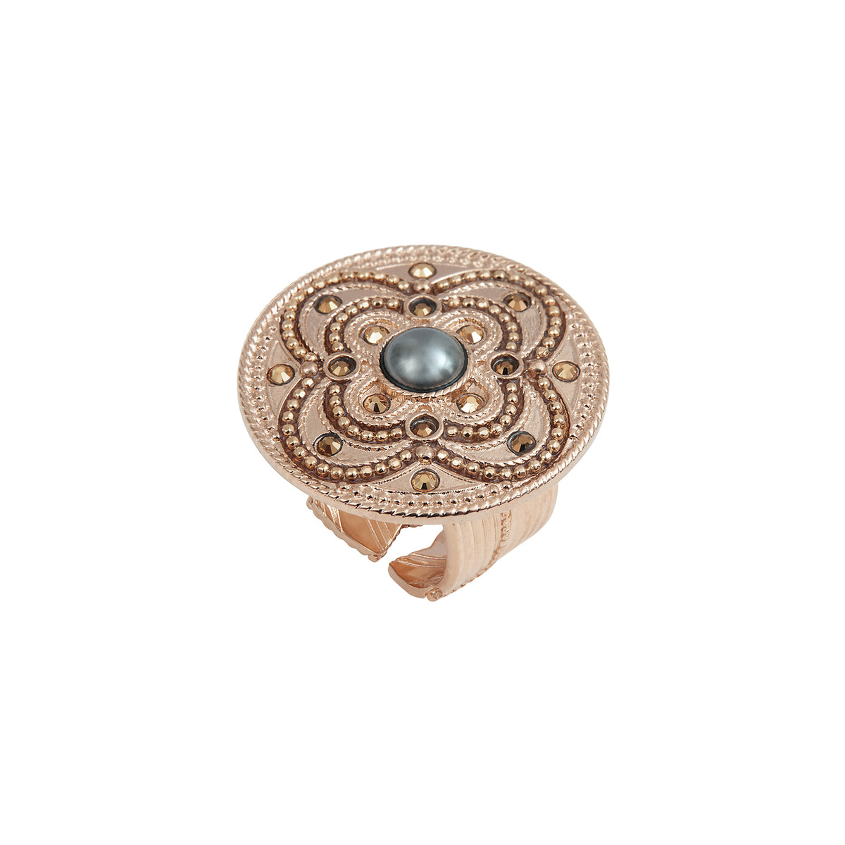 Positano Mother-of-pearl Cabochon Wide Adjustable Ring in Grey size M