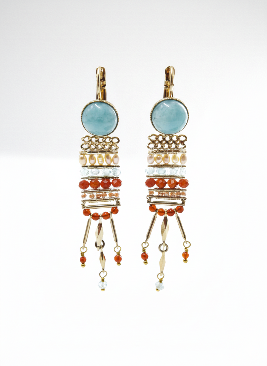 River Princess Glamorous Dangle Earrings in Blue