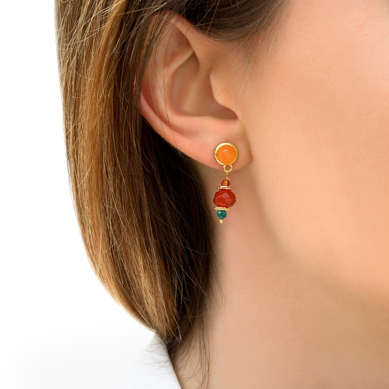 Silma Festive Carnelian Earrings For Pierced Ears In Orange