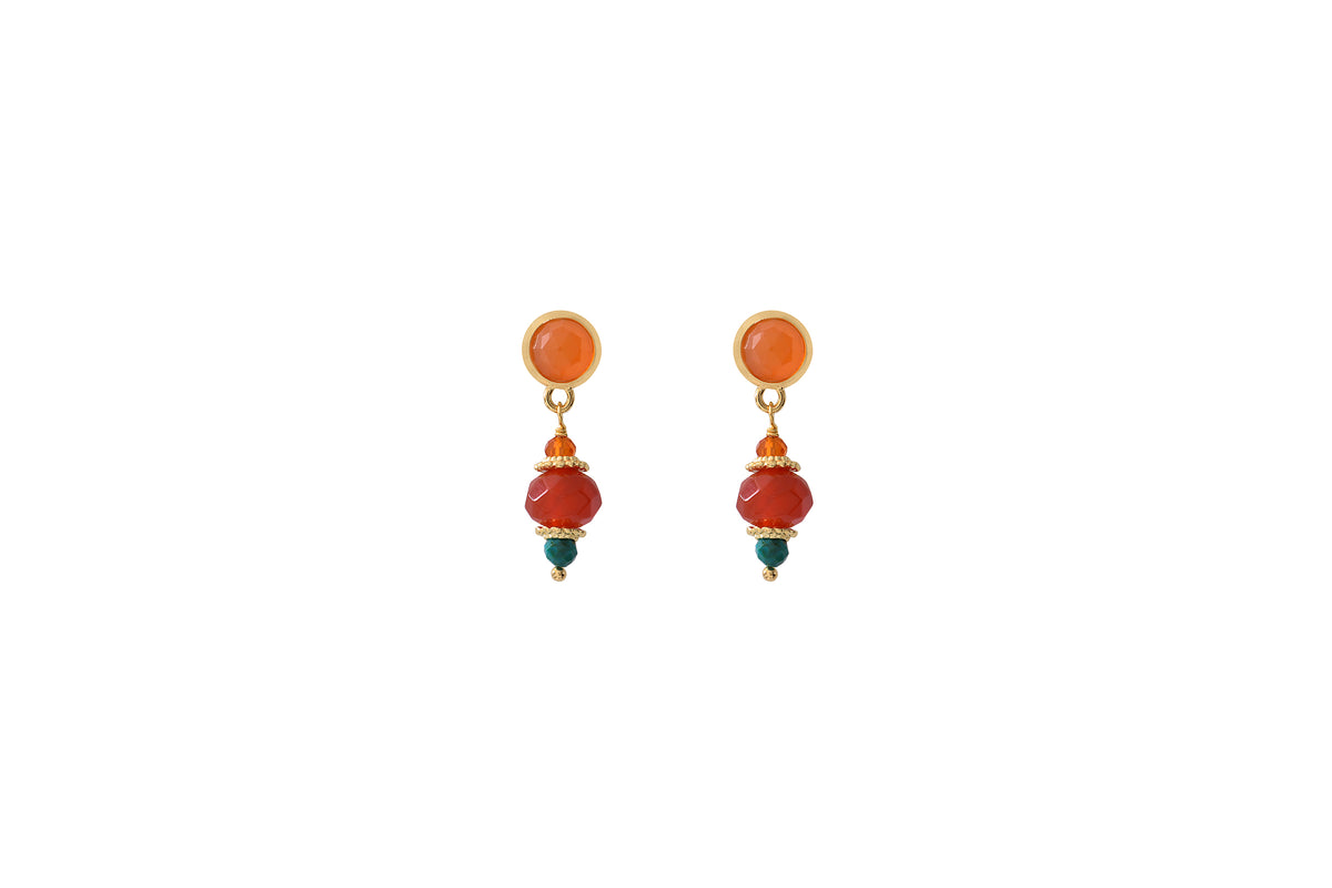 Silma Festive Carnelian Earrings For Pierced Ears In Orange