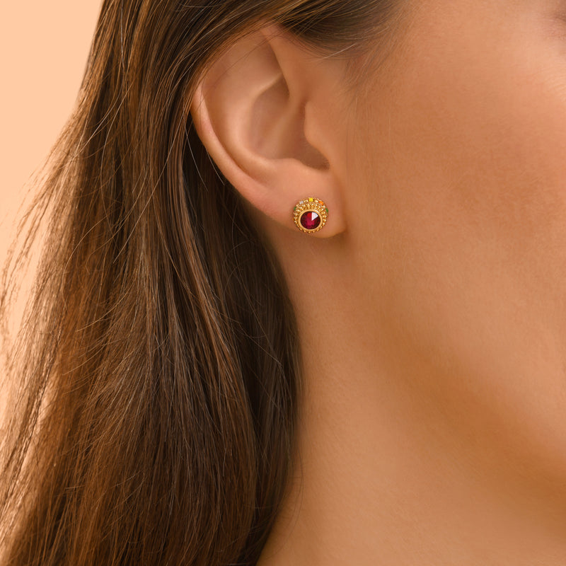 Tiki Prestige Crystal Stud Earrings in Turquoise