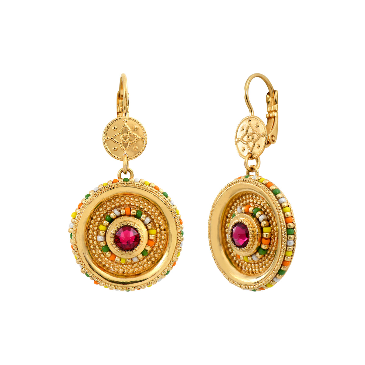 Tiki Prestige Crystal pierced Drop Earrings in Red