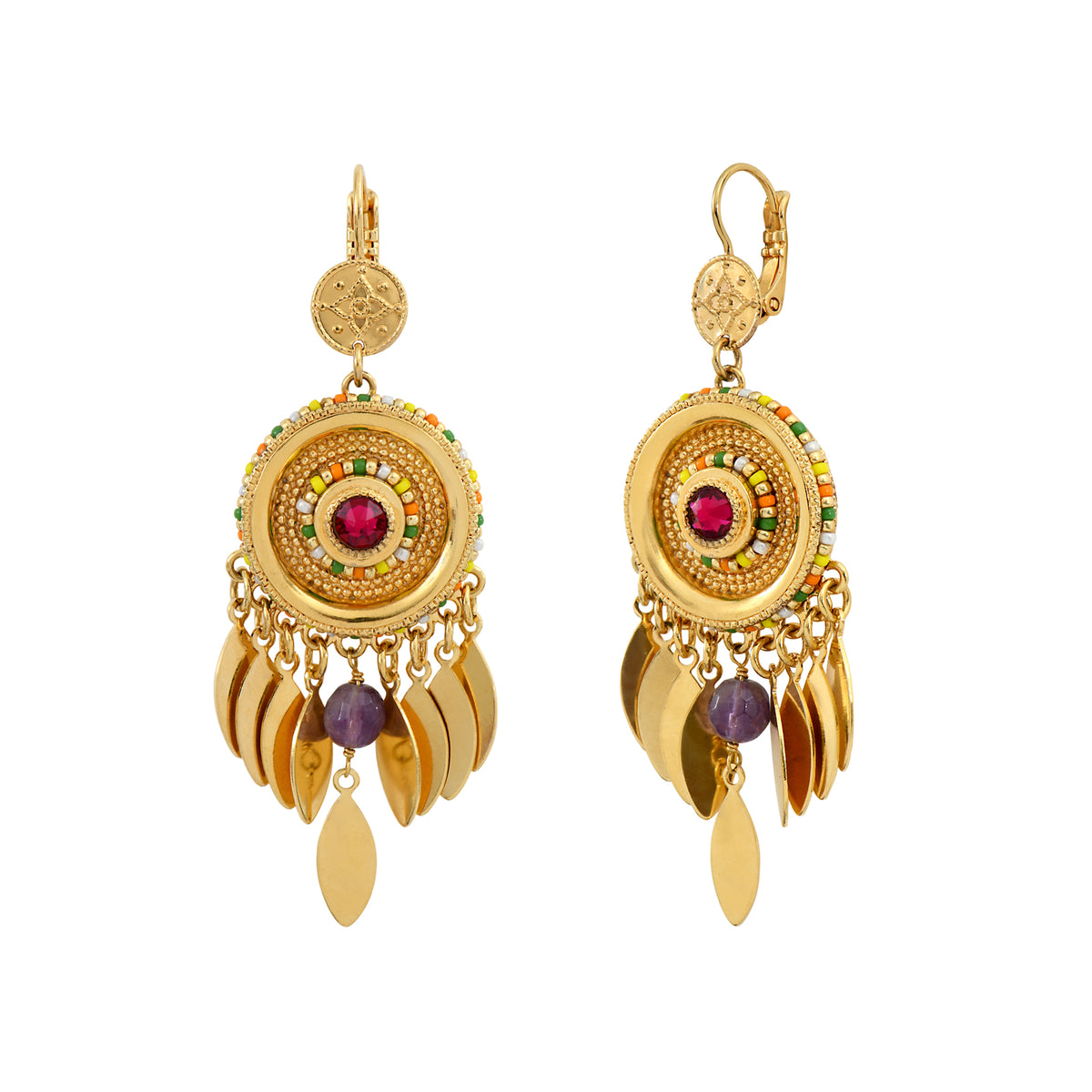 Tiki Chic Dangly pierced Earrings in Red