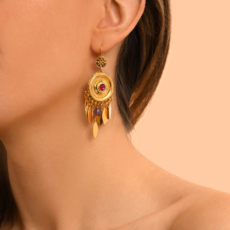 Tiki Chic Dangly pierced Earrings in Red